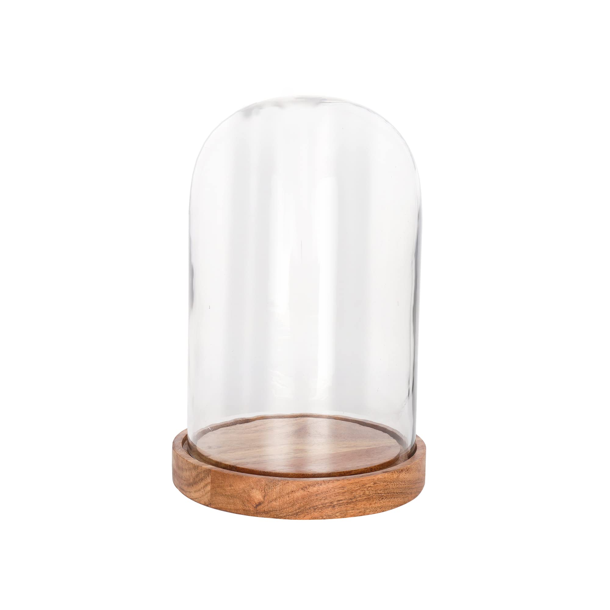 Kraftyhome Decorative Cake Dome | Wooden Cake Stand With Cloche/Dome | Decorative Clear Glass Dome, Cloche Bell Jar Display | De